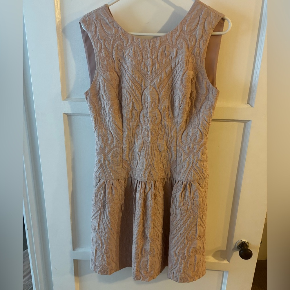BCBGMaxAzria Textured Beige Mini Dress